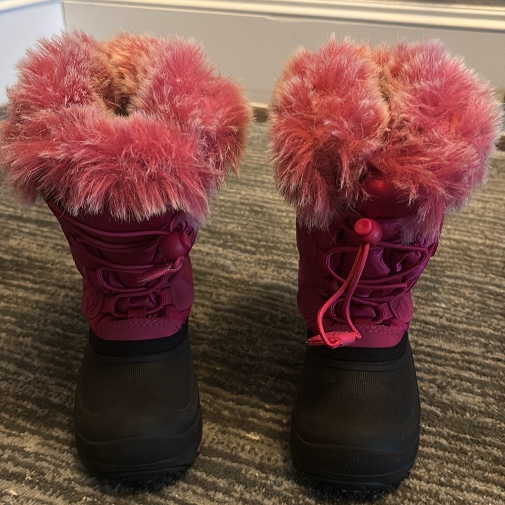 Pink and black Kamik snow boots size 10 toddler